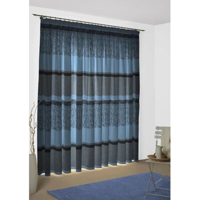 WIRTH Maribor Blaue Gardine - 145cm, Kräuselband, 132cm, Jacquard WIRTH Maribor Blaue Gardine - 145cm, Kräuselband, 132cm, Jacquard