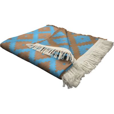 Adam Marokkanischer Shiraz Plaid - Baumwolle, Blau, 145x190cm Adam Marokkanischer Shiraz Plaid - Baumwolle, Blau, 145x190cm