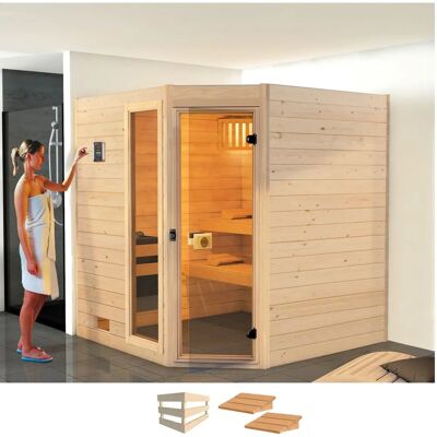 WEKA Natürliche Holzsauna Valida Eck - 3 Personen, Glastür WEKA Natürliche Holzsauna Valida Eck - 3 Personen, Glastür