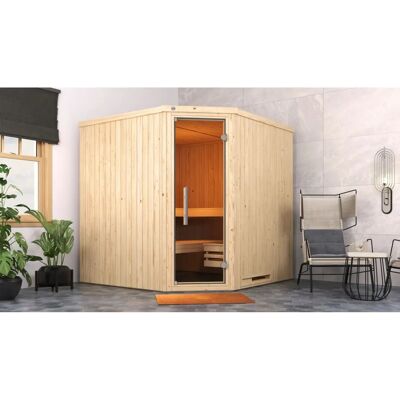 WEKA Sauna Varberg 3 - Nordic Fichte, beige, Glastür - Sauna WEKA Sauna Varberg 3 - Nordic Fichte, beige, Glastür - Sauna