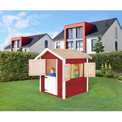 Weka Kinderspielhaus - 122x122 cm, Fichtenholz, Natur & Rot - Spielhaus Weka Kinderspielhaus - 122x122 cm, Fichtenholz, Natur & Rot - Spielhaus