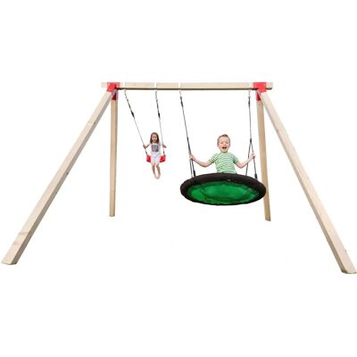 Weka Doppel-Schaukelsatz - Natur Holz Spielgerät für Kinder Weka Doppel-Schaukelsatz - Natur Holz Spielgerät für Kinder
