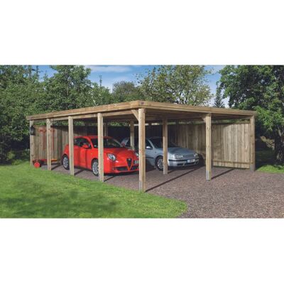 Weka Doppelcarport 618 Gr.3 Flachdach Kiefer - Carport Weka Doppelcarport 618 Gr.3 Flachdach Kiefer - Carport