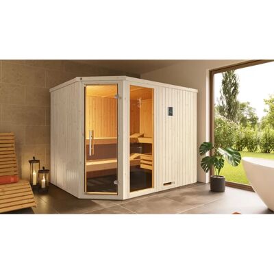 Weka Varberg 4 Sauna - Ecksauna, Moderne Glastür, 7,5 kW Ofen Weka Varberg 4 Sauna - Ecksauna, Moderne Glastür, 7,5 kW Ofen