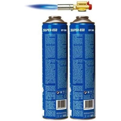 Super-Ego Tools Soplete a Gas - Boquilla 22mm, Piezo, 2 Botellas - Herramienta de gas Super-Ego Tools Soplete a Gas - Boquilla 22mm, Piezo, 2 Botellas - Herramienta de gas