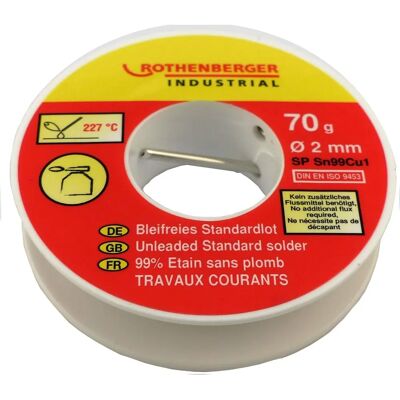 Rothenberger Ólommentes forrasz 70g 2mm réz- és sárgarézlemezhez Rothenberger Ólommentes forrasz 70g 2mm réz- és sárgarézlemezhez
