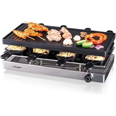 Cloer 6458 Aluminium Raclette-Grill - 8 Pfännchen - Thermostat regelbar Cloer 6458 Aluminium Raclette-Grill - 8 Pfännchen - Thermostat regelbar