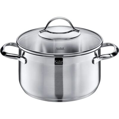 Silit Casserole en Acier Inox 20cm avec Couvercle en Verre - Induction Silit Casserole en Acier Inox 20cm avec Couvercle en Verre - Induction
