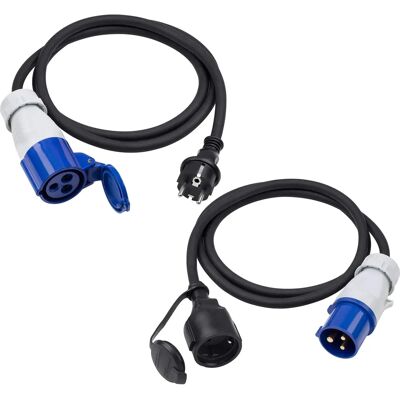 Zestaw kabli zasilających MEISTER - 2 x 1,5 m adaptery CEE na camping Zestaw kabli zasilających MEISTER - 2 x 1,5 m adaptery CEE na camping