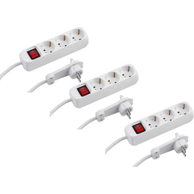 MEISTER - Steckdosenleiste 3er Set - Biały - 2 m - Power Strip MEISTER - Steckdosenleiste 3er Set - Biały - 2 m - Power Strip