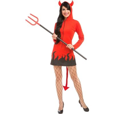 buttinette Teufelin Kostüm - Rot/Schwarz, Unisex, Flammen-Print buttinette Teufelin Kostüm - Rot/Schwarz, Unisex, Flammen-Print