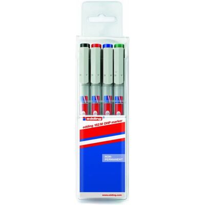 Edding 152 M Non-Permanent Folienschreiber - 4 pcs - Black, Red, Blue, Green - For Glass & Plastic Edding 152 M Non-Permanent Folienschreiber - 4 pcs - Black, Red, Blue, Green - For Glass & Plastic