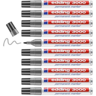 Marqueur Permanent Edding 3000 Gris - Sur Toutes Surfaces - 1,5-3mm - Publicité Marqueur Permanent Edding 3000 Gris - Sur Toutes Surfaces - 1,5-3mm - Publicité