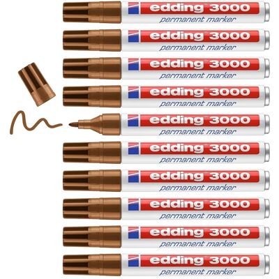 Ensemble de 10 marqueurs Edding 3000 Ocre - Permanent - Publicité Ensemble de 10 marqueurs Edding 3000 Ocre - Permanent - Publicité