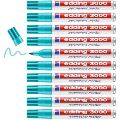 Edding 3000 10 Turquoise Marqueur Permanent - Stylo Permanent Edding 3000 10 Turquoise Marqueur Permanent - Stylo Permanent