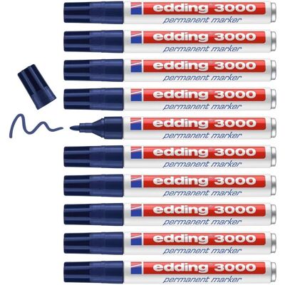 edding 3000 Permanentmarker - Stahlblau - 10 Stifte - Schnelltrocknend edding 3000 Permanentmarker - Stahlblau - 10 Stifte - Schnelltrocknend
