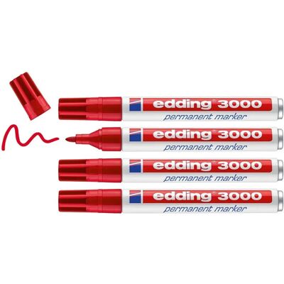 edding 3000 Permanent Marker - Rood, Rond, 1,5-3mm, Navulbaar edding 3000 Permanent Marker - Rood, Rond, 1,5-3mm, Navulbaar