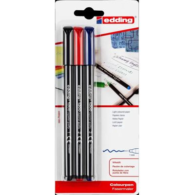 Marqueurs Edding 1200 - Rouge, Noir, Bleu - Pointe Ronde pour Dessin et Écriture - Publicité Marqueurs Edding 1200 - Rouge, Noir, Bleu - Pointe Ronde pour Dessin et Écriture - Publicité