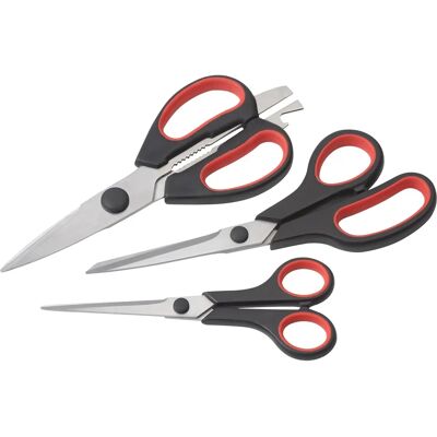 Ciseaux MEISTER - Manches en bi-matière - 3 pièces - Outil de coupe Ciseaux MEISTER - Manches en bi-matière - 3 pièces - Outil de coupe