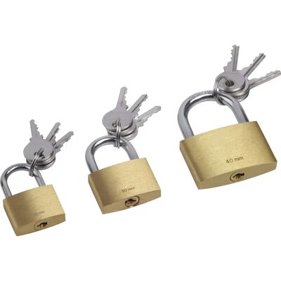 MASIDEF Set 3 Brass Padlocks - 25 / 30 / 40MM MASIDEF Set 3 Brass Padlocks - 25 / 30 / 40MM