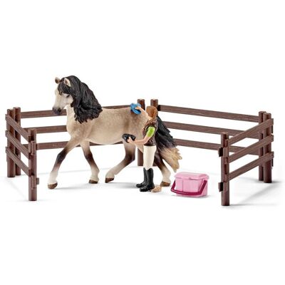 Schleich 42270 Ensemble de Figurines pour Soins du Cheval Andalou - Set de figurines pour l'entraînement - Publicité Schleich 42270 Ensemble de Figurines pour Soins du Cheval Andalou - Set de figurines pour l'entraînement - Publicité