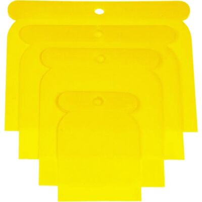 HAROMAC - Juego de 4 espátulas de plástico - 50-75-100-120 mm - Flexibles, resistentes a ácidos HAROMAC - Juego de 4 espátulas de plástico - 50-75-100-120 mm - Flexibles, resistentes a ácidos