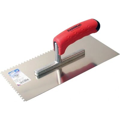 Coffret de taloche ergonomique en acier inoxydable Haromac - Dentelée 4x4 mm - Publicité Coffret de taloche ergonomique en acier inoxydable Haromac - Dentelée 4x4 mm - Publicité