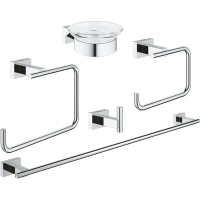 Set di accessori bagno Grohe Essentials Cube - Design minimalista moderno Set di accessori bagno Grohe Essentials Cube - Design minimalista moderno