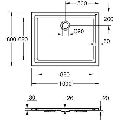 Vas de Duș din Acril GROHE Universal 80x100 cm - Accesorii de Baie Rectangulare Vas de Duș din Acril GROHE Universal 80x100 cm - Accesorii de Baie Rectangulare
