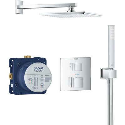 Grohe Grohtherm Cube Duschsystem Chrom - Thermostat, Rainshower 230mm Grohe Grohtherm Cube Duschsystem Chrom - Thermostat, Rainshower 230mm