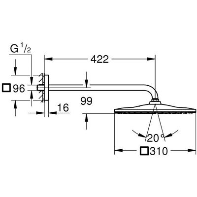 Grohe Rainshower Mono 310 Cube - Set de duș cu braț de 422mm Grohe Rainshower Mono 310 Cube - Set de duș cu braț de 422mm