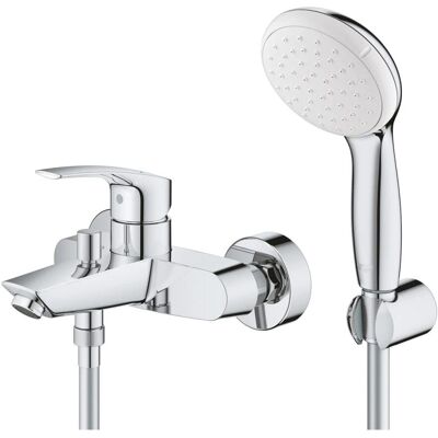Grohe Eurosmart Wandmontierter Badewannenmischer - Keramikkartusche, Verstellbarer Durchfluss, Chrom Grohe Eurosmart Wandmontierter Badewannenmischer - Keramikkartusche, Verstellbarer Durchfluss, Chrom