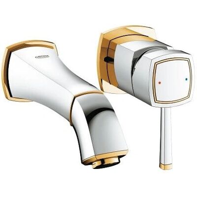 Grohe Grandera Wandmontage Waschtischbatterie - 177mm, Chrom/Gold Grohe Grandera Wandmontage Waschtischbatterie - 177mm, Chrom/Gold