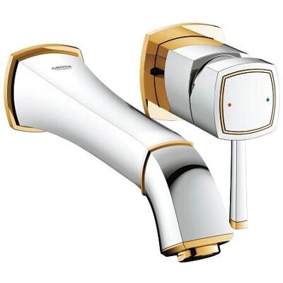 Grohe Grandera Wand Waschtischbatterie - 234mm, Chrom/Gold Grohe Grandera Wand Waschtischbatterie - 234mm, Chrom/Gold