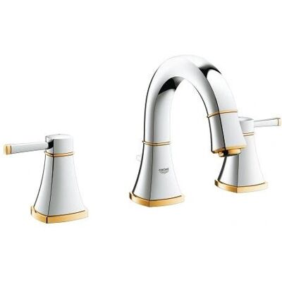 Grohe Grandera 3-Loch-Waschtischbatterie, DN 15, mit Ablaufgarnitur, Farbe: Chrom / Gold - 20417IG0 Grohe Grandera 3-Loch-Waschtischbatterie, DN 15, mit Ablaufgarnitur, Farbe: Chrom / Gold - 20417IG0