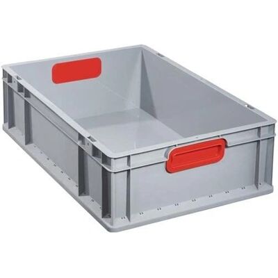 Conteneur de stockage Euro robuste - 34L, lot de 5, poignée rouge - Kaiserkraft - Publicité Conteneur de stockage Euro robuste - 34L, lot de 5, poignée rouge - Kaiserkraft - Publicité