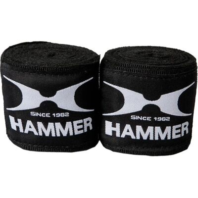 Venda de algodón negra y blanca HAMMER - Envolturas de boxeo Venda de algodón negra y blanca HAMMER - Envolturas de boxeo