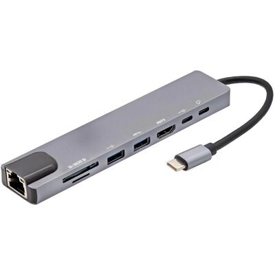 E+P USB-C Multiport-Adapter - 8 Anschlüsse - Dockingstation & USB-Hub E+P USB-C Multiport-Adapter - 8 Anschlüsse - Dockingstation & USB-Hub