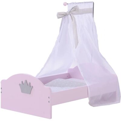 ROBA Cama de Boneca - Rosa, Dossel, Travesseiro - Móveis de Boneca ROBA Cama de Boneca - Rosa, Dossel, Travesseiro - Móveis de Boneca
