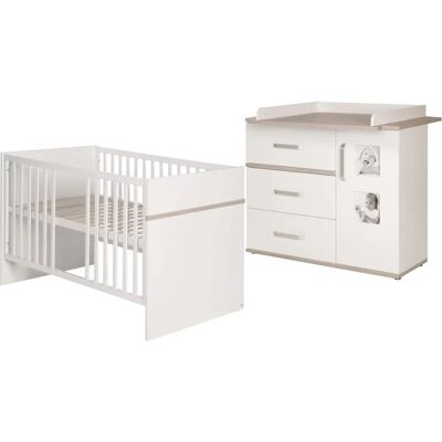 ROBA Moritz Babymöbel-Set - Weiß/Luna Elm - Kinderbett & Wickelkommode ROBA Moritz Babymöbel-Set - Weiß/Luna Elm - Kinderbett & Wickelkommode