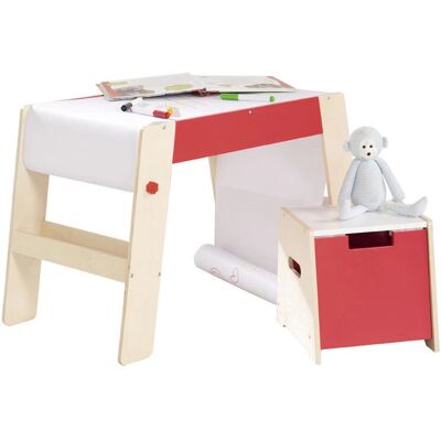 Roba Kindermöbelset - Maltisch & Hocker, Natur/Rot Roba Kindermöbelset - Maltisch & Hocker, Natur/Rot