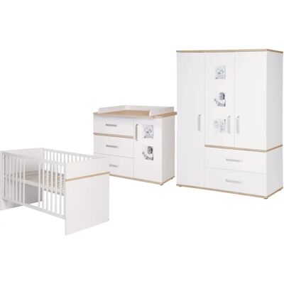 Babyzimmer-Set ROBA Pia - Weiß, 70x140cm, Kinderbett, Schrank & Wickelkommode Babyzimmer-Set ROBA Pia - Weiß, 70x140cm, Kinderbett, Schrank & Wickelkommode