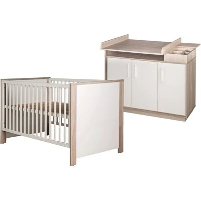 ROBA Olaf Baby Möbel-Set - Weiß & Luna Elm - Kinderbett & Wickelkommode ROBA Olaf Baby Möbel-Set - Weiß & Luna Elm - Kinderbett & Wickelkommode