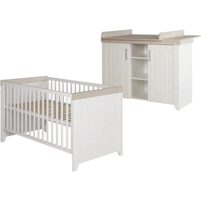 Ensemble de Mobilier Bébé Felicia de Roba - Blanc, 70x140cm, 2 pièces Ensemble de Mobilier Bébé Felicia de Roba - Blanc, 70x140cm, 2 pièces