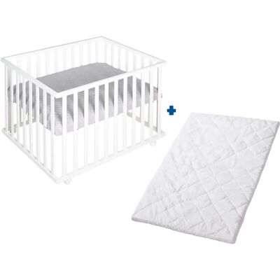 Roba Kinderbed met Matras - Rechthoekig, Wit, Verstelbare hoogte Roba Kinderbed met Matras - Rechthoekig, Wit, Verstelbare hoogte