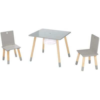 roba Kindermeubelset - 2 Stoelen & 1 Tafel met Opbergnet - Grijs/Nature roba Kindermeubelset - 2 Stoelen & 1 Tafel met Opbergnet - Grijs/Nature