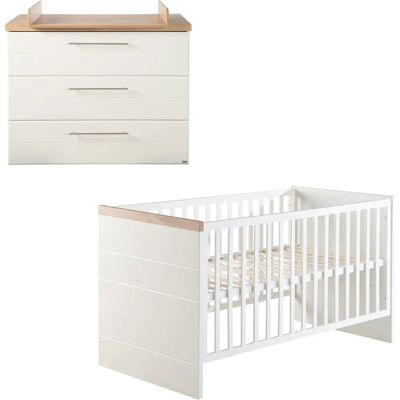 Roba Baby-Set - Weiß & Artisan Eiche - Kinderbett & Wickeltisch Roba Baby-Set - Weiß & Artisan Eiche - Kinderbett & Wickeltisch