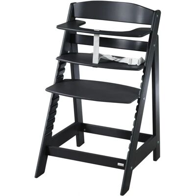 Roba High Chair - Adjustable, Wooden, Black - for 6 Months to 70 kg - Ergonomic & Safe Roba High Chair - Adjustable, Wooden, Black - for 6 Months to 70 kg - Ergonomic & Safe