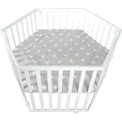Enclos Roba - Little Stars - Hexagonal, blanc, réglable en 3 hauteurs, rembourrage de sécurité - Playpen - Publicité Enclos Roba - Little Stars - Hexagonal, blanc, réglable en 3 hauteurs, rembourrage de sécurité - Playpen - Publicité