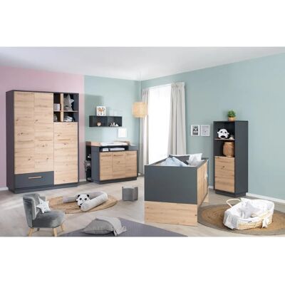ROBA Lenn Babyzimmer-Set - Anthrazit / Eiche Dekor ROBA Lenn Babyzimmer-Set - Anthrazit / Eiche Dekor